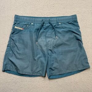 Diesel Swim Trunks Men's Medium Teal Blue Mesh Lined Beachwear Athleisure Summer